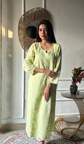 Shejali Women's Lakhnavi Handcrafted Cotton Chikankari Kurti - HONC0346295