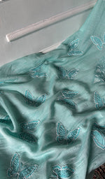 Load image into Gallery viewer, Titlee Women's Lakhnavi Handcrafted Mul Chanderi Unstitched Chikankari Full Suit Material - HONC0339577