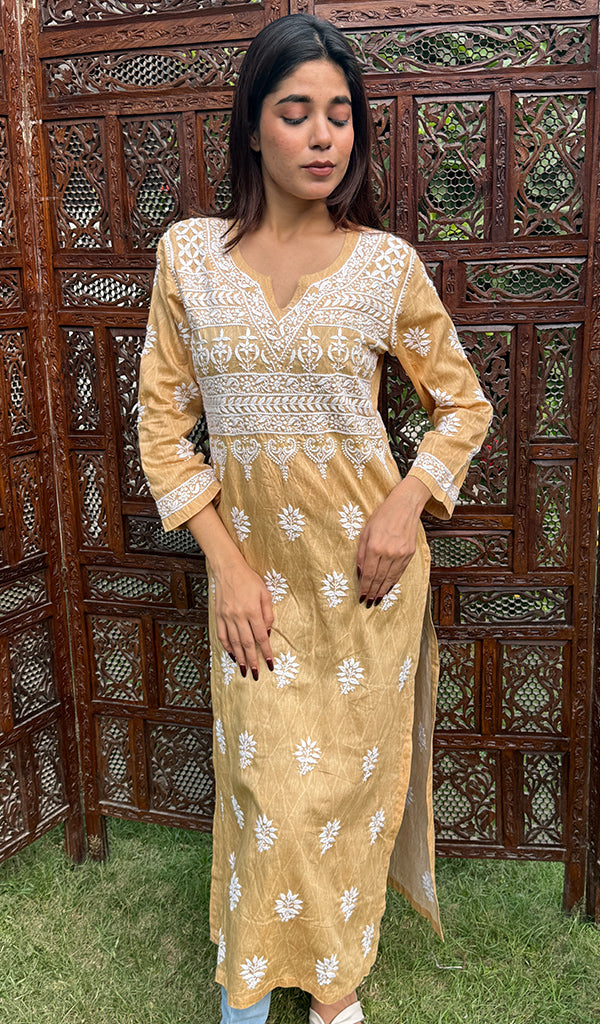 Women's Lakhnavi Handcrafted Cotton Chikankari Kurti - HONC0129861