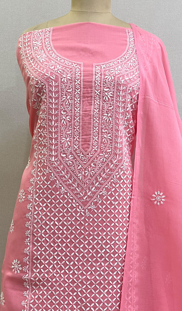 Chavi Women's Lakhnavi Handcrafted Cotton Chikankari Kurta And Dupatta Set- HONC0212211