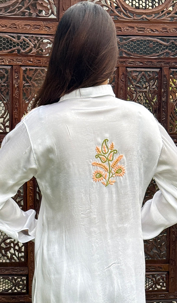 Women's Lakhnavi Handcrafted Modal Cotton Chikankari Kurta And Palazzo Set - HONC0244585