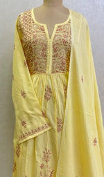 Load image into Gallery viewer, Lakhnavi Handcrafted Cotton Chikankari Semi Stitched Kurta And Dupatta Set- HONC0138429
