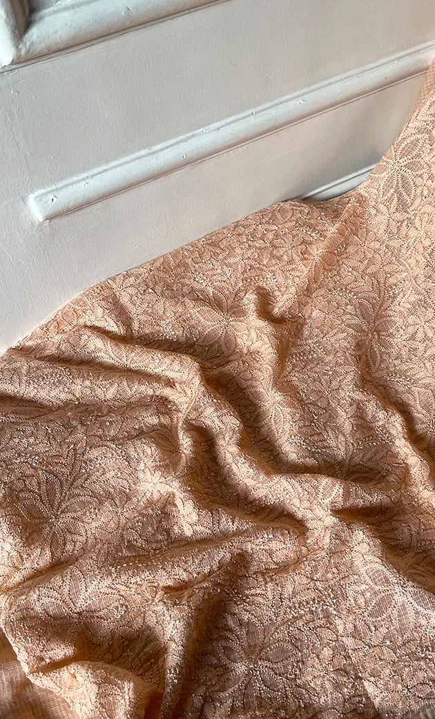 Women's Lakhnavi Handcrafted Kota Cotton Semi - Stitched Kurta And Dupatta Set- HONC0314204