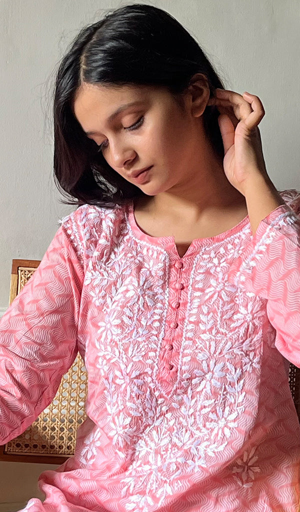 Women's Lucknowi Handcrafted Cotton Chikankari Kurti - HONC0290232