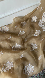 Load image into Gallery viewer, Women's Lakhnavi Handcrafted Pure Organza Chikankari Unstitched Kurta And Dupatta Set- HONC0346451