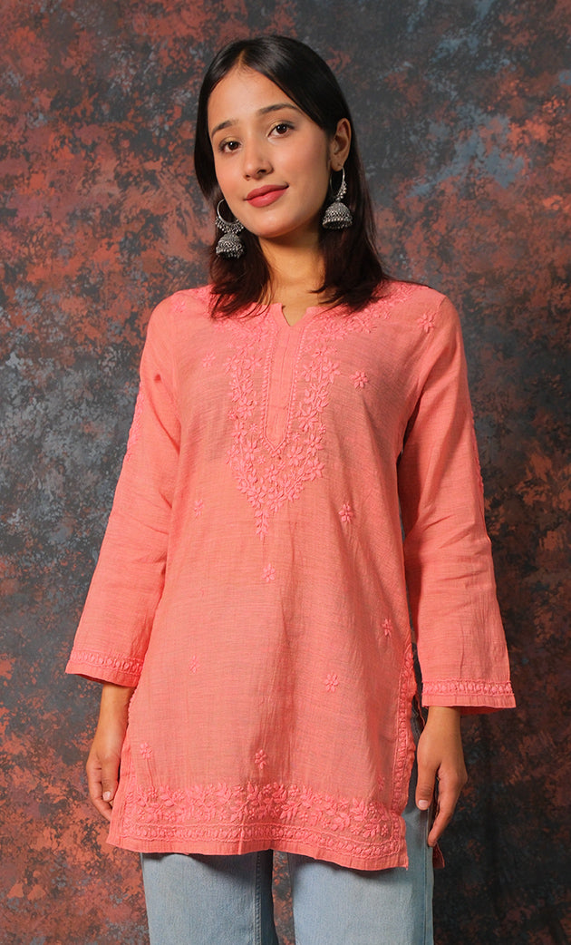 Women's Lakhnavi Handcrafted Cotton Chikankari Top - HONC0331499