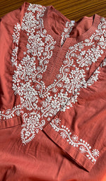 Load image into Gallery viewer, Women&#39;s Lucknowi Handcrafted Cotton Chikankari Kurti - HONC0301020
