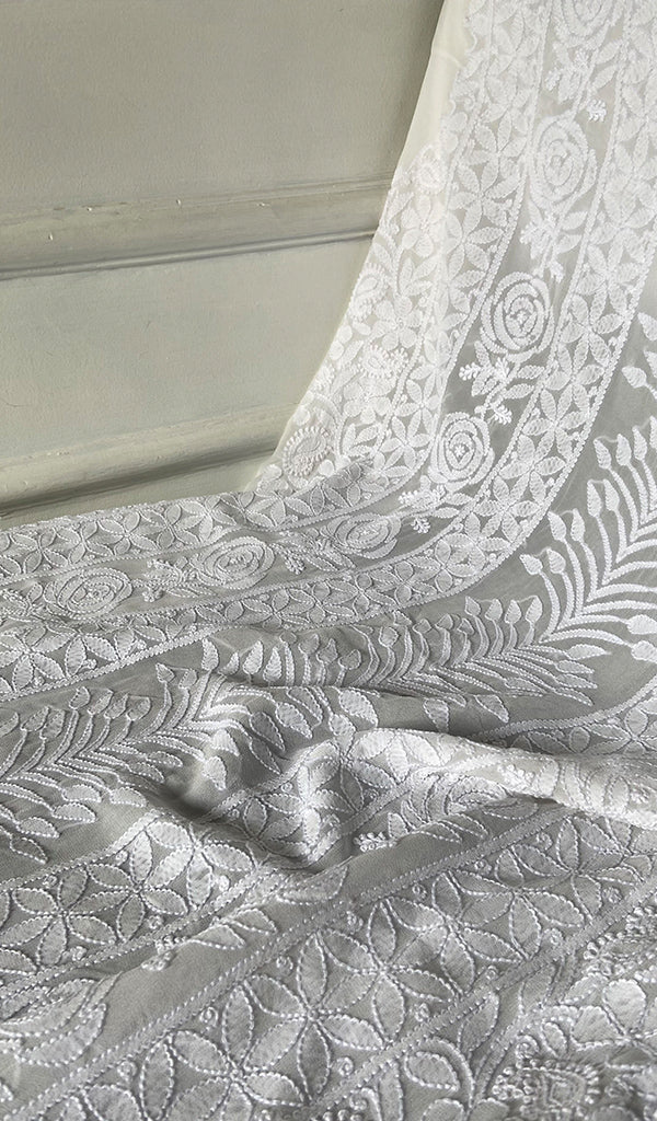 Women's Lakhnavi Handcrafted Viscose Georgette Chikankari Kurti Fabric - HONC0343105