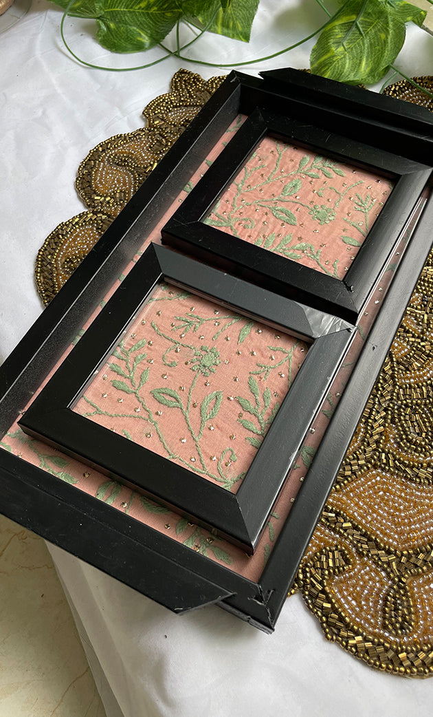 Chikankari Tray with Two Coasters - HONC0310958
