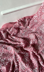 Load image into Gallery viewer, Women&#39;s Lakhnavi Handcrafted Pure Silk Georgette Chikankari Kurta And Dupatta Set- HONC0291005
