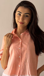 Load image into Gallery viewer, Women's Lakhnavi Handcrafted Cotton Chikankari Top - HONC0354115