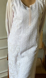 Load image into Gallery viewer, Soniya Women&#39;s Lucknowi Handcrafted Cotton Chikankari Kurti - HONC0280040
