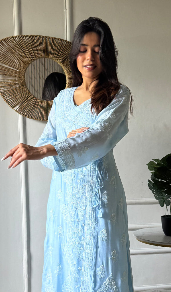 Women's Lucknowi Handcrafted Cotton Chikankari Angrakha - HONC0343793