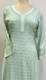 Load image into Gallery viewer, Pari Women&#39;s Lucknowi Handcrafted Muslin Chikankari Kurti - HONC0204801
