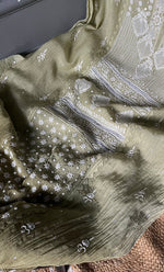 将图像加载到图库查看器中， Women&#39;s Lakhnavi Handcrafted Mul Chanderi Semi - Stitched Kurta And Dupatta Set - HONC0308148
