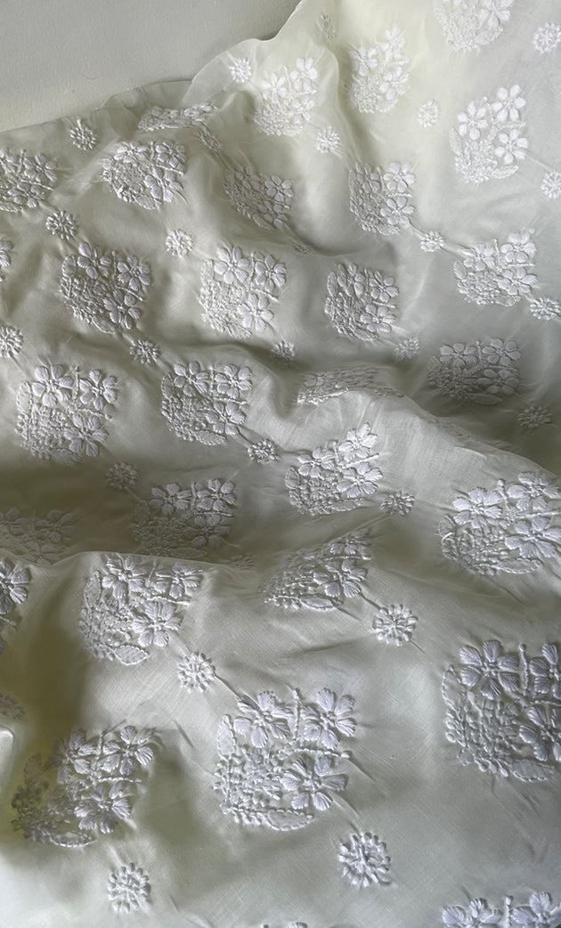 Women's Lakhnavi Handcrafted Unstitched Cotton Chikankari Suit Material - HONC0317376