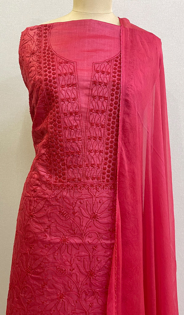 Women's Lakhnavi Handcrafted Tussar Silk  Full Suit Material - HONC0178872