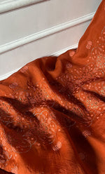 Load image into Gallery viewer, Mainaaj Women's Lakhnavi Handcrafted Pure Organza Chikankari Unstitched Kurta And Dupatta Set - HONC0330938