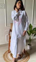 Load image into Gallery viewer, Women&#39;s Lucknowi Handcrafted Cotton Chikankari Dress - HONC0303915
