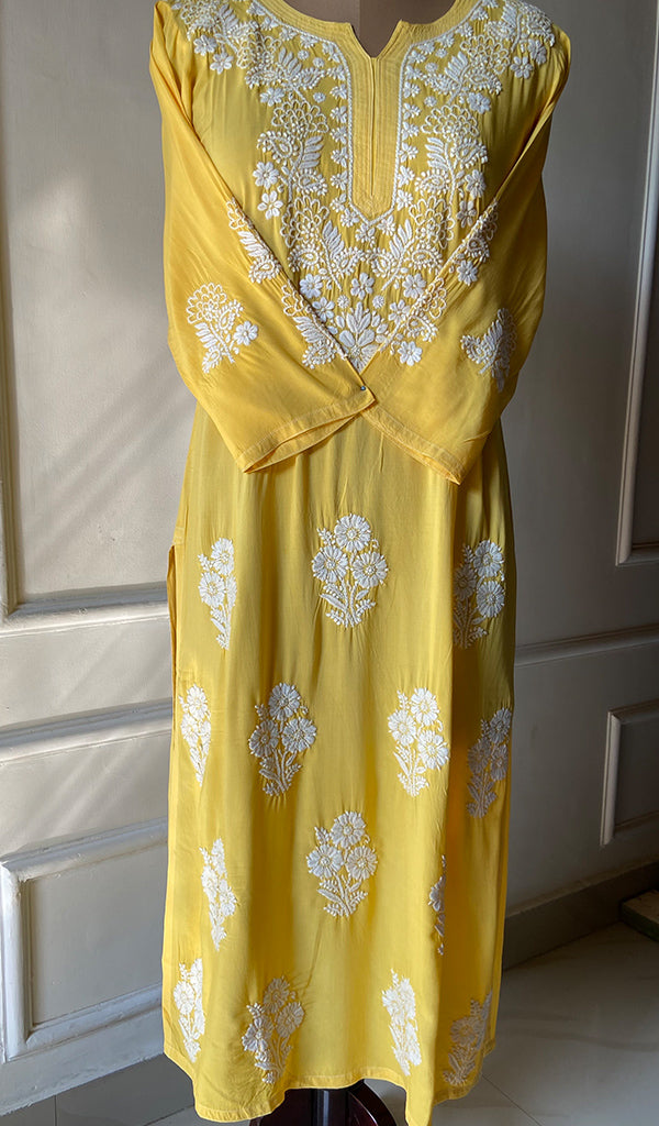 Women's Lucknowi Handcrafted  Modal  Cotton Chikankari Kurti - HONC0301031