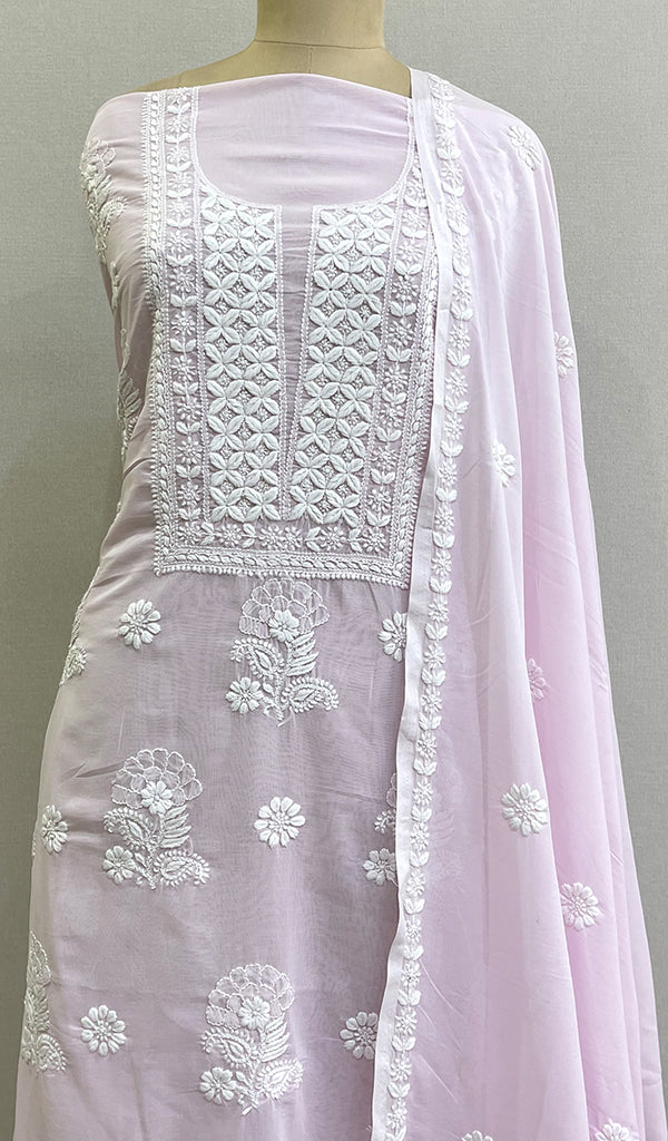 Women's Lakhnavi Handcrafted Cotton Chikankari Kurta And Dupatta Set - HONC0198597