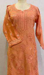 将图像加载到图库查看器中， Women&#39;s Lucknowi Handcrafted Chanderi Silk Chikankari Kurti - HONC058594
