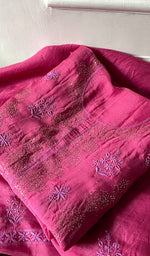 Load image into Gallery viewer, Women&#39;s Lakhnavi Handcrafted Pure Organza Chikankari Unstitched Kurta And Dupatta Set- HONC0304142
