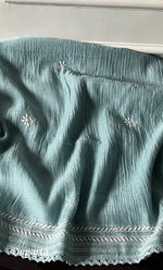 Load image into Gallery viewer, Izana Women's Lakhnavi Handcrafted Mul Chanderi Semi - stitched Chikankari Full Suit Material - HONC0333504