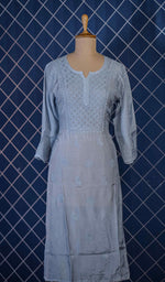 Load image into Gallery viewer, Amanat Women&#39;s Lucknowi Handcrafted Muslin Chikankari Kurti - HONC0197993
