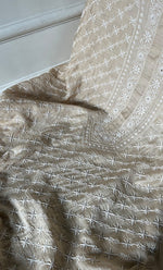 Load image into Gallery viewer, Lucknowi Handcrafted Munga Silk Chikankari Unstitched Men's Kurta Fabric - HONC0337756