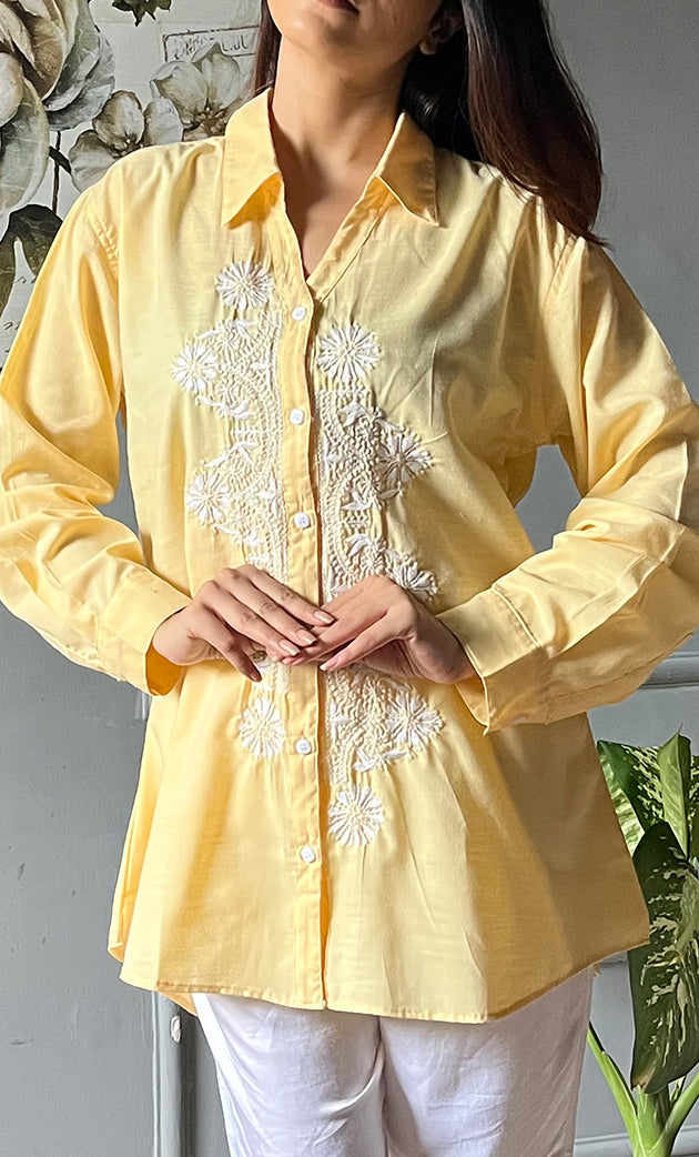Women's Lakhnavi Handcrafted Cotton Chikankari Top - HONC0308392