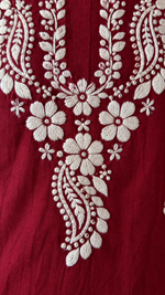 Women's Lucknowi Handcrafted Modal Cotton Chikankari Anarkali Dress - HONC0231085