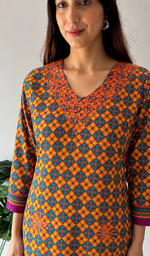 Multicolor Cotton Chikankari Stitched Kurti