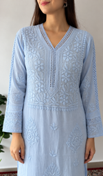 Iqra Women's Lucknowi Handcrafted Cotton Chikankari Kurti - HONC0394211