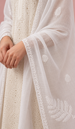 Women's Lucknowi Handcrafted Kota Cotton Chikankari Dupatta - HONC0386482