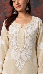 Women's Lucknowi Handcrafted Cotton Chikankari Kurti- HONC0392416