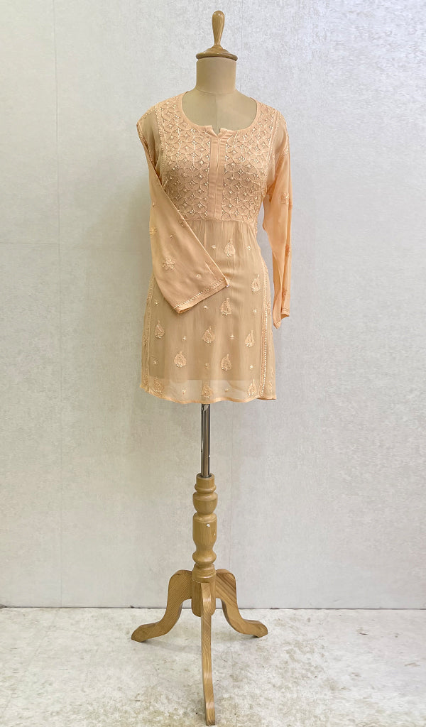 Women's Lakhnavi Handcrafted Viscose Georgette Chikankari Top-  HONC0152259