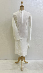 Load image into Gallery viewer, Men&#39;s Lucknowi Handcrafted Cotton Chikankari Kurta -  HONC096281
