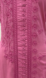 Load image into Gallery viewer, Women&#39;s Lucknowi Handcrafted Dark Pink Cotton Chikankari Kurti - NC068855