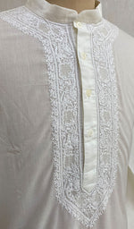 Load image into Gallery viewer, Men&#39;s Lucknowi Handcrafted Cotton Chikankari Kurta - NC069930