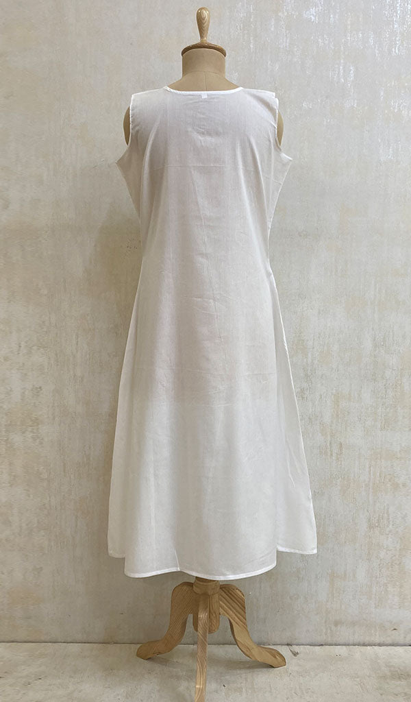 Women's White Cambric Cotton Long A-Line Slip - NC0400