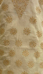 将图像加载到图库查看器中， Lakhnavi 手工制作的棉质 Chikankari 未缝合 Kurti 面料 - NC074632