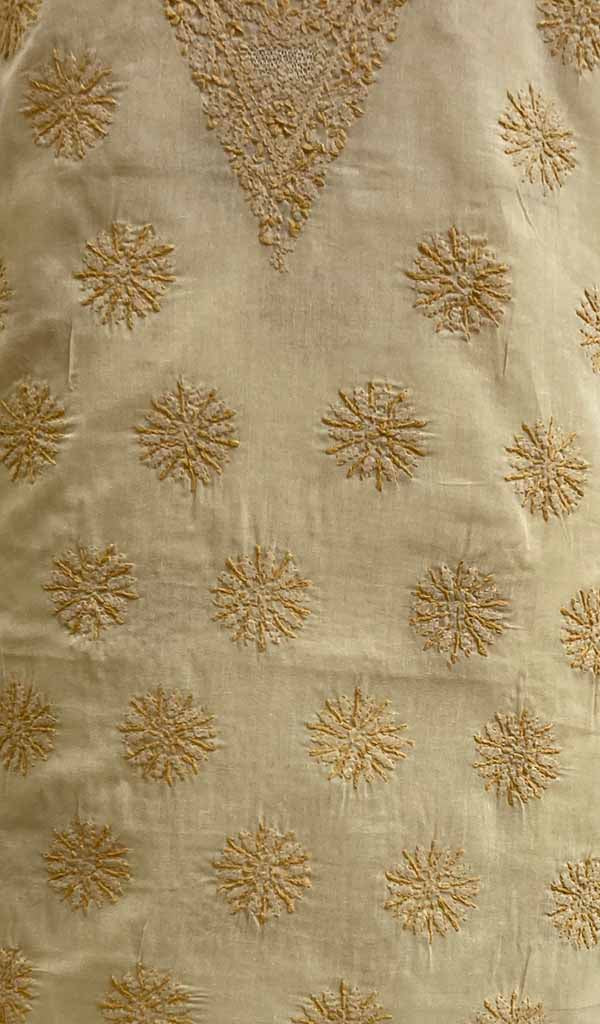 Women's Lakhnavi Handcrafted Cotton Chikankari Unstitched Kurti Fabric - NC074632