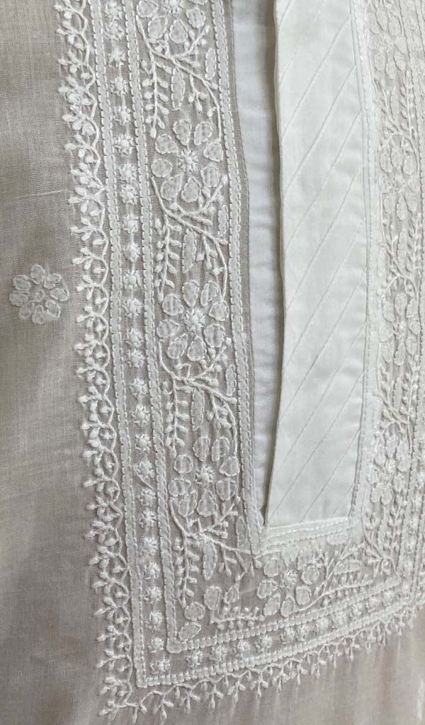 Men's Lucknowi Handcrafted Cotton Chikankari Kurta - HONC0428