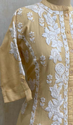 Load image into Gallery viewer, Women&#39;s Lakhnavi Handcrafted Beige Linen Cotton Chikankari Kurti - HONC011104