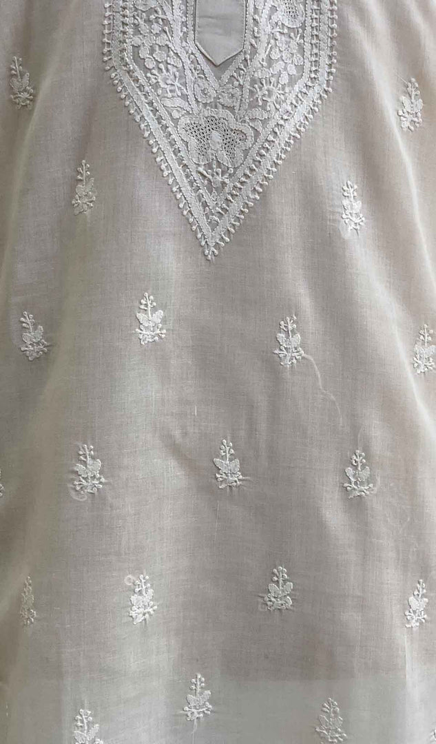 Men's Lucknowi Handcrafted Cotton Chikankari Kurta - HONC021824