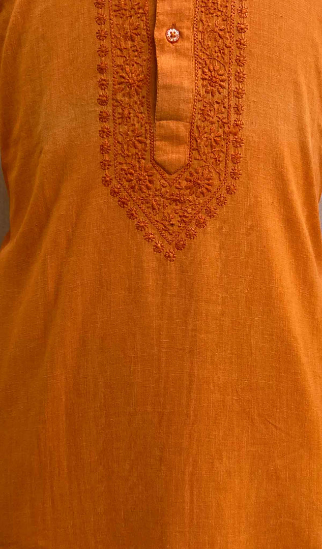 Men's Lucknowi Handcrafted Cotton Chikankari Kurta - HONC021639
