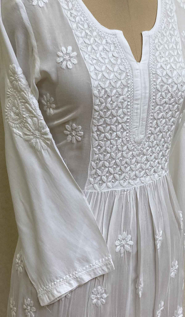 Designer Lakhnavi Worked Maslin Gown Suit - Stylecaret.com