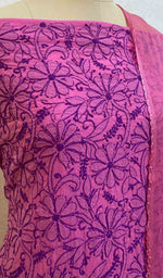 Load image into Gallery viewer, Women&#39;s Lakhnavi Handcrafted Pink Cotton Chikankari Suit Material- HONC032524