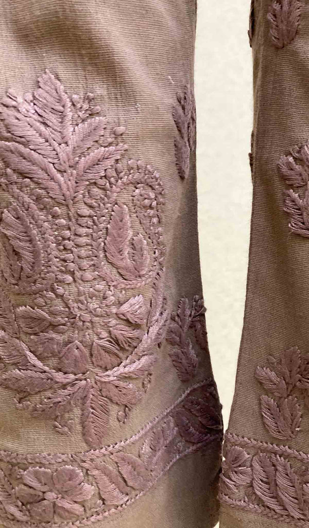Women's Lucknowi Handcrafted Linen Cotton Chikankari Pant - HONC035067